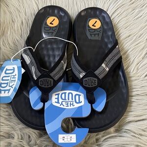 Hey Dude Men's Black and Gray Sandals